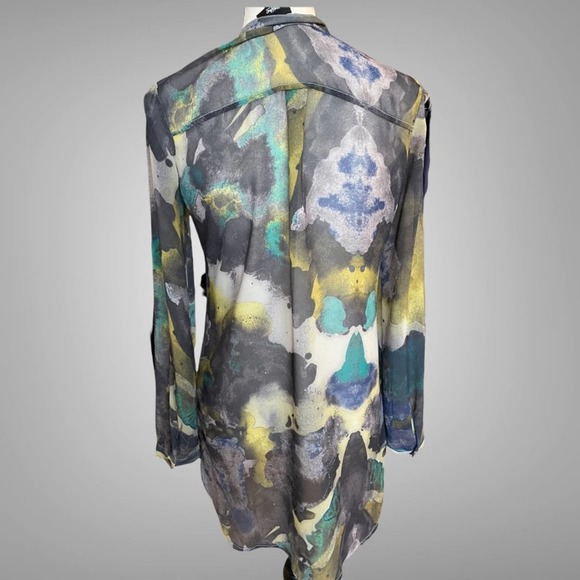 Women's Long Sleeve Multi Color Tunic Blouse with front Zipper Size XS - Picture 2 of 8